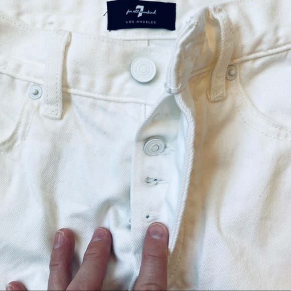 7 For All Man Kind Monroe cut off Jean shorts with denim blue side stripe - Picture 5 of 12